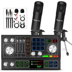 Podcast Equipment Bundle for 2, Audio Interface, Voice Changer HS-902-2 S