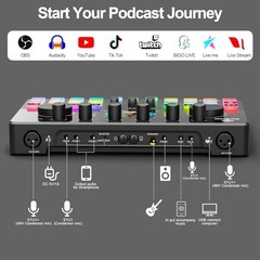 Podcast Equipment Bundle for 2 with Dual XLR-3.5 Condenser M100-2C (2 mics)