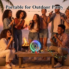 Off-Road Tire Bluetooth Speaker Potable Bass Thumper Speaker w/ Party Lights TWS