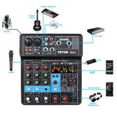 4-Channel Professional Audio Mixer with Bluetooth, USB & DSP Effects