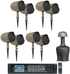 (8) JBL GSF6-TN 6.5″ Landscape Ground Stake 70v Commercial Speakers+12″ Sub+Amp