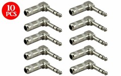 10 x 1/4″ Male Right Angle TRS Stereo Audio Cable Plugs 6.35mm Connector Adapter