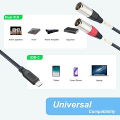 Devinal USB C to Dual XLR Audio Cable, Upgrade USB Type C to XLR Male Output …