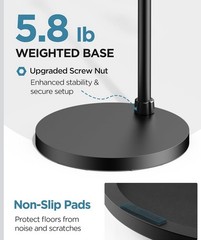 Microphone Stand Floor Detachable Boom Mic Arm w/ Weighted Bas Max Height 82.28″