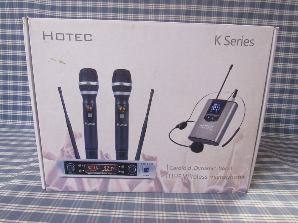 HOTEC UHF Wireless Microphone System Dual Lapel/Lavalier and Headset Microphones