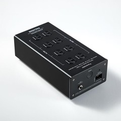 Black 8-Way AC Power Filter with LED Display, Overvoltage Protection