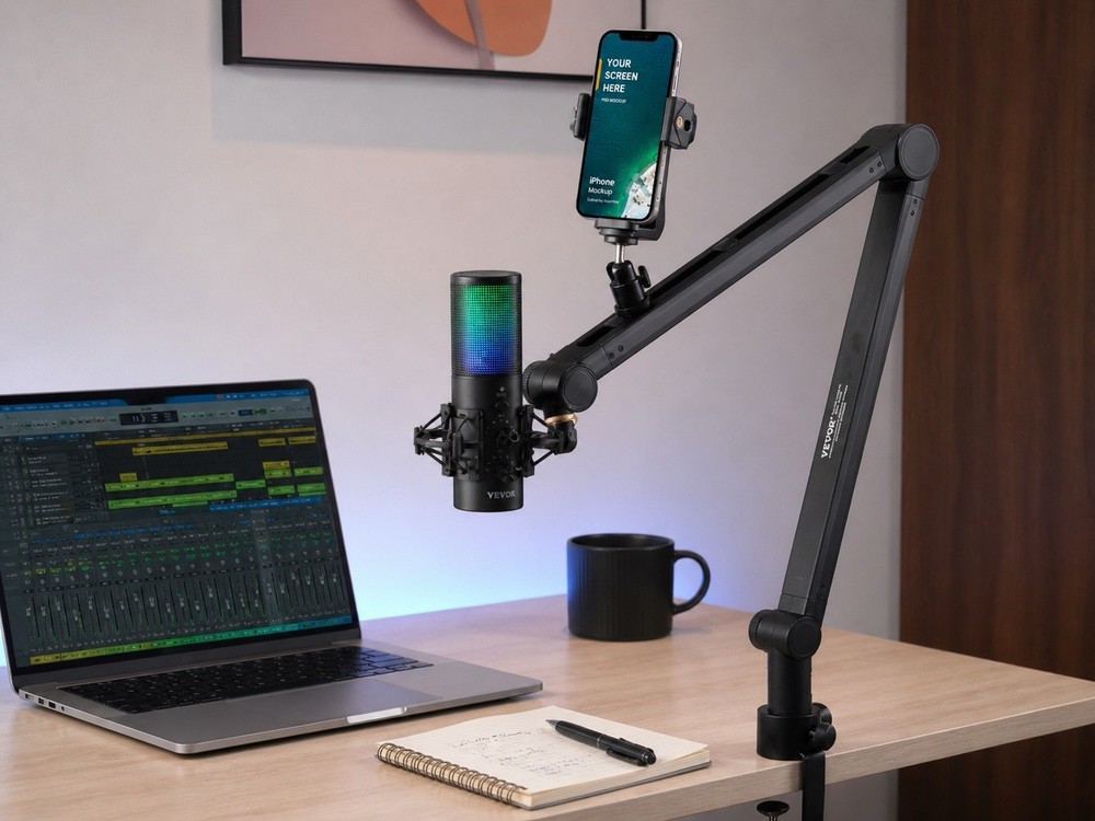 VEVOR Microphone Boom Arm with Desk Mount 360° Rotatable Adjustable Mic Stand