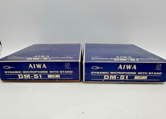 2 AIWA Dynamic DM-51 Vintage Microphones with Stand Parts