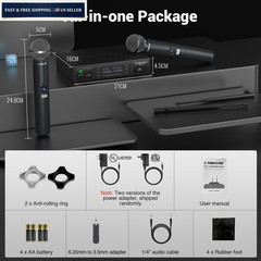 Phenyx Pro Wireless Microphone System, Dual Two Handheld Mics, Black