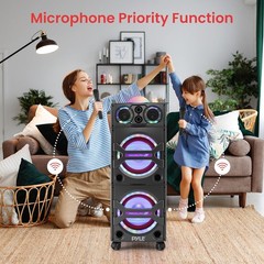 Pyle PSUFM1043BT Portable Bluetooth PA Loudspeaker System W/ Mic, Party Lights..