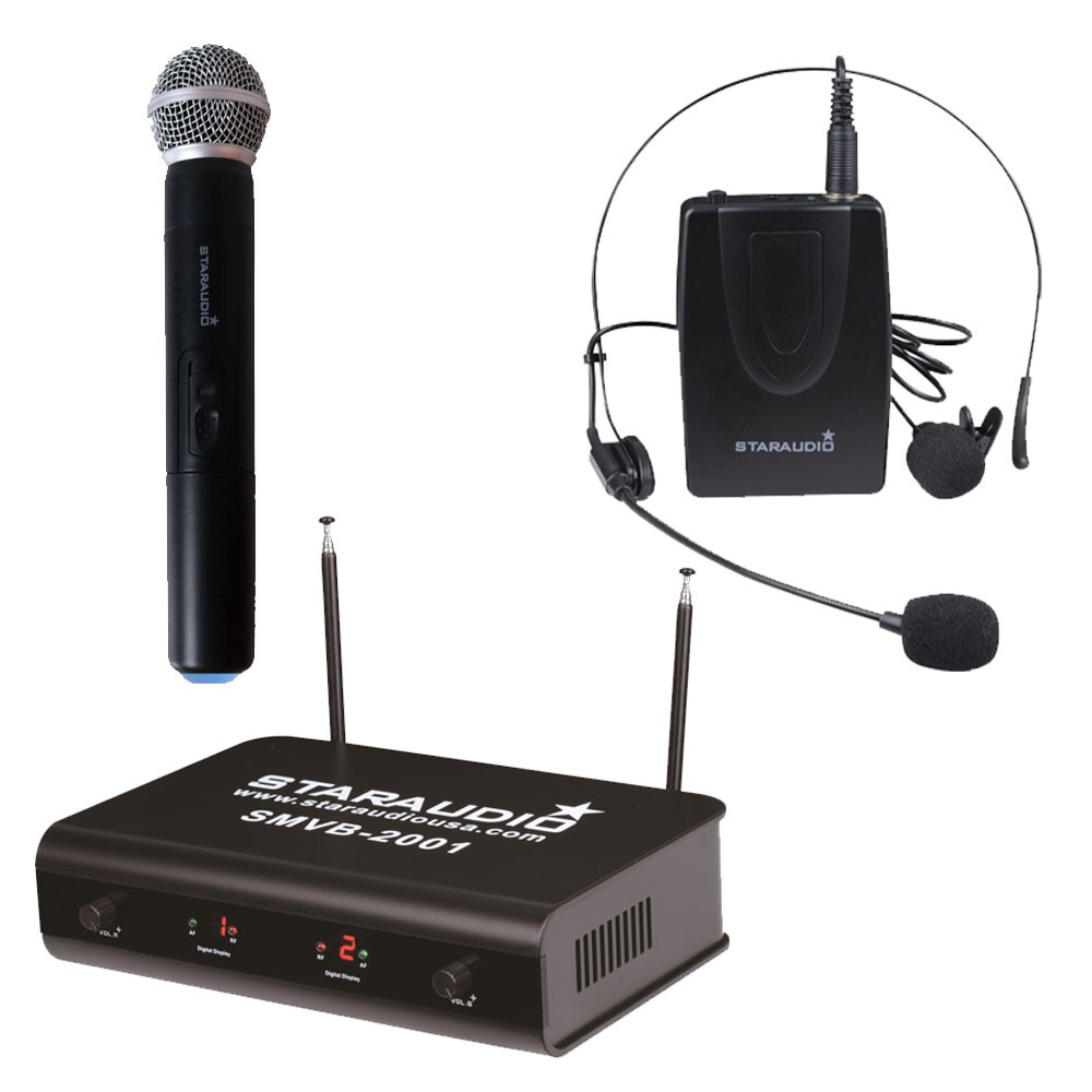 Wireless VHF Microphone Receiver Handheld Mic Headset Lavalier Lapel Microphones