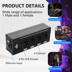 2PCS 4-Channel DMX XLR to Ethernet Extender Male to RJ45 Ethercon Cable Multi…