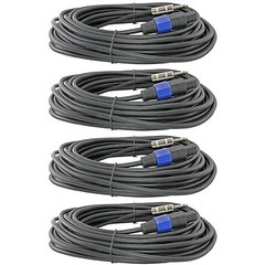 4PACK SPEAKON COMPATIBLE 1/4 50FT FOOT PA DJ SPEAKER CABLE CORDS 14 GAUGE WIRE