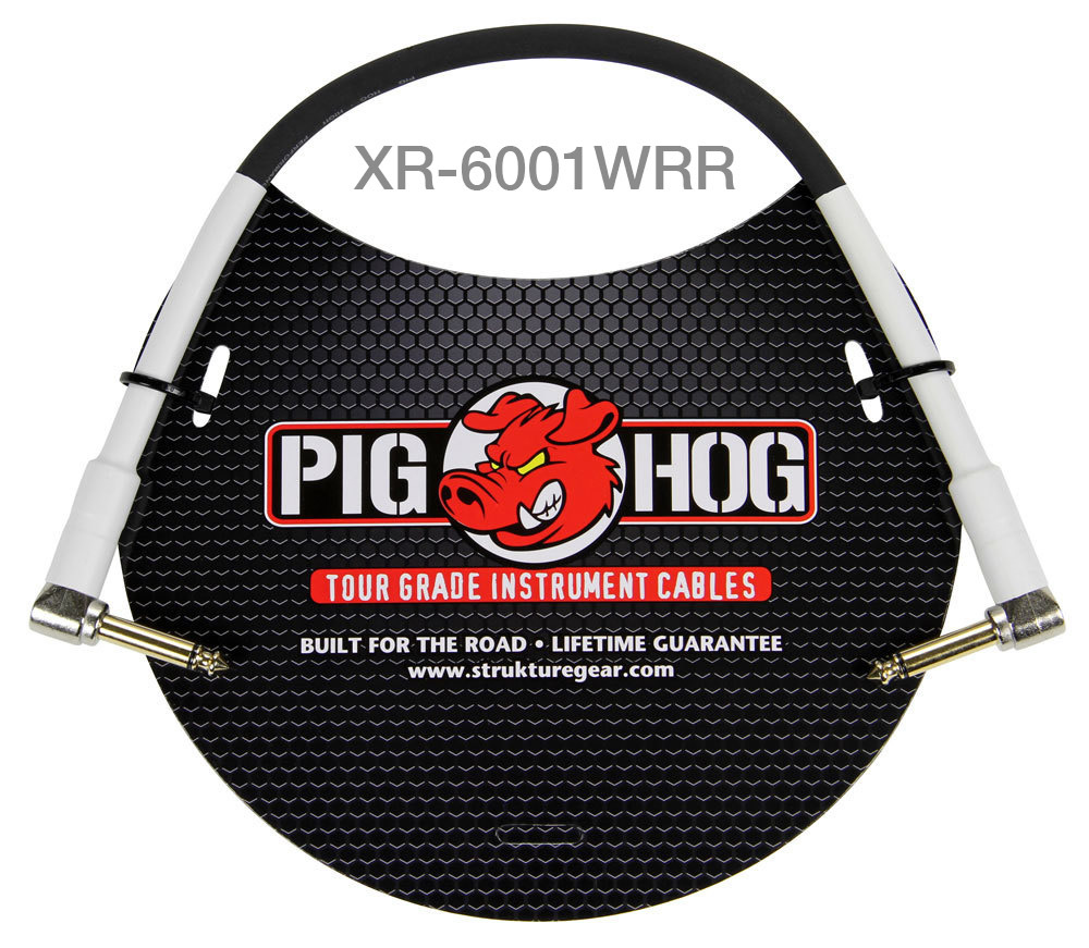1ft Pig Hog 1/4″ 90-Degree Mono Male/Male, 8mm/OD 14AWG Instrument Cable