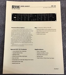 RANE Model AC24 Active Crossover Data Sheet