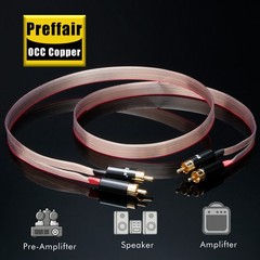 ir 8N OCC Copper Flat Ribbon RCA Cable Signal Cord with Gold Plated Plug
