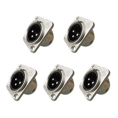 XLR 3Pin Male Panel Mount Chassis Nickel Plated Housing 24K Gold-Plated Contacts