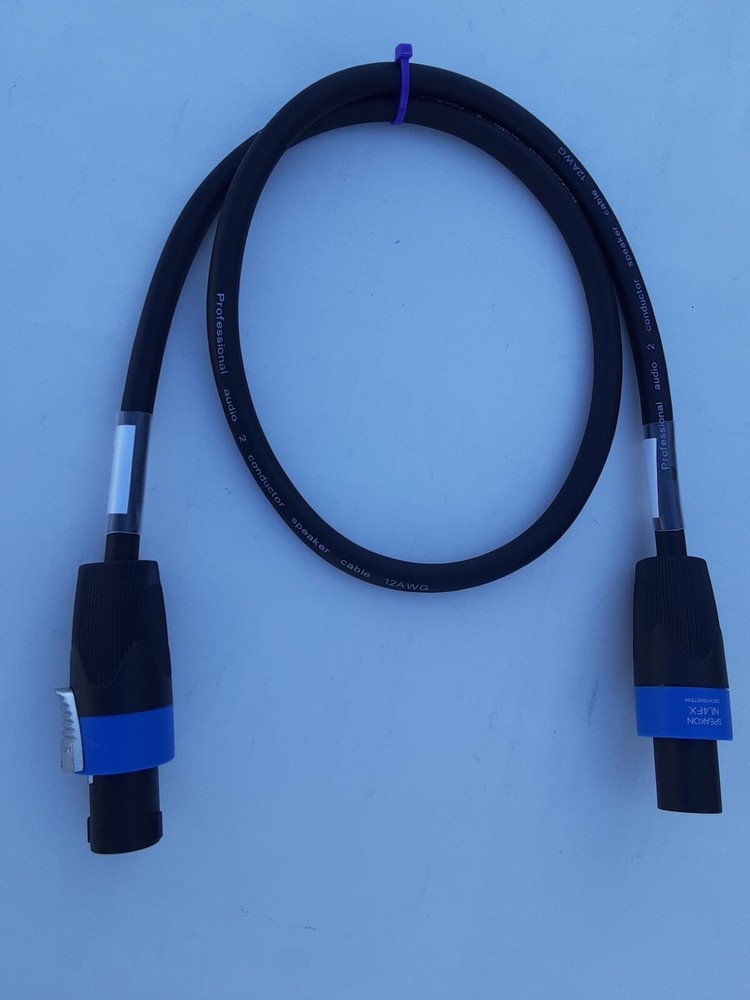 20 FT Mono-Bridged Neutrik Speakon 4-Pole Male to Male Cable, (1+/1+ and 2+/1-)