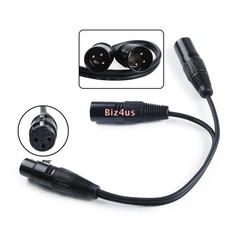 3-Pin XLR Female Jack to Dual 2 Male Plug Y Splitter Mic DJ Cable Adaptor 16AWG
