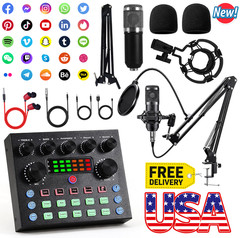 Complete Studio Recording Kit Mixer 2 Condenser Microphone Set Music Podcast NEW