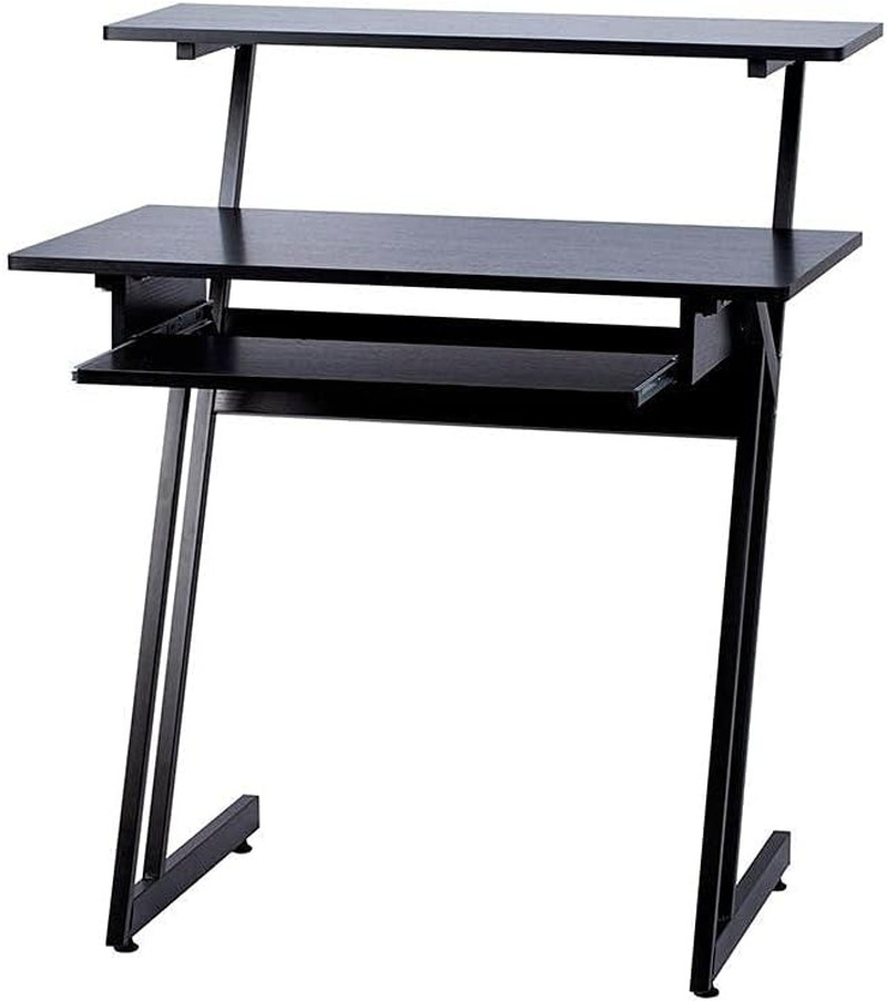 Recording Studio Desk – with Raised Platform and Keyboard Tray, Black – Stage Ri