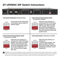 Sound Town 4-Channel Power Amp, 4 x 1400W at 4-ohm, 1U Rack Space ST-UPDM4C