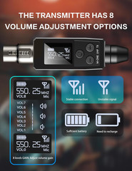 UHF Wireless Microphone System with XLR Transmitter & Receiver for Musicians