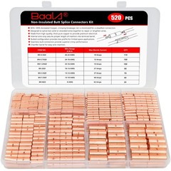 BAALA 520 PCS Non Insulated Butt Connectors 520PCS 26-8 Gauge, Bare Copper