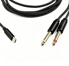 6.5ft USB C Type-C to Dual 6.35mm 1/4″ TS Audio Y Splitter Stereo Cable