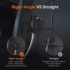 3.5mm Aux Cable(6FT/.8M), 90 Degree 4 Pole TRRS 3.5mm 6 Feet 1 Black & White