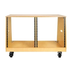 Sound Town DIY 2 x12U Slanted Studio Rack Casters, Plywood, golden oak SDRK-D12T