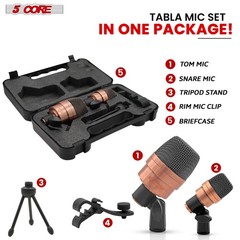 5Core Tabla Microphone Set Uni-Directional XLR Kick Snare Instrument Mic