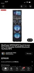 MaxPower MPD1068TS Touch Screen 15.6” DJ Karaoke 10,000W Bluetooth YouTube MP3