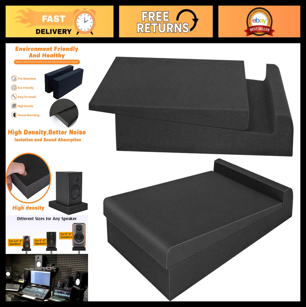2 Pack Acoustic Foam Isolation Pads for 3-5″ Studio Monitors – Vibration Control