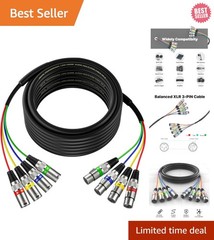 50 Ft 4 Channel XLR Snake Cable – Colored Mic Patch for Live, Studio, Recording