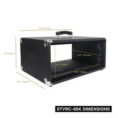 Sound Town Vintage 4U Amp Rack Case 12.5″ Depth Dust Cover Black(STVRC-4BK)