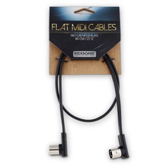 Rockboard Flat MIDI Cable – 60 cm (23 5/8″), Black , Angled Plugs