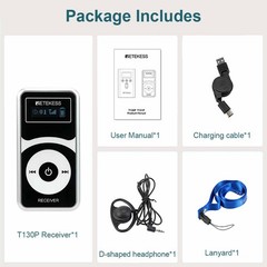 T131P Tourguide System Receiver Long Battery Life for Tour Travel Training