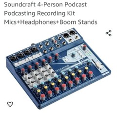 Soundcraft ‎Notepad-12FX 8 Channels Analog Mixer Podcast Bundle, 4mics/headphone