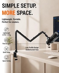 Low Profile Mic Arm Foldable Boom Desk Clamp 360 Ball Head Podcasting Stream