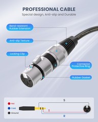 Female XLR To 1/4 Inch TRS Microphone Cable 6.35mm To 3pin Balanced 6.6FT