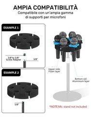 Multi Microphone Holder, Aluminum Multi Mic Holder Holds Up to 6 Mics, Wired and