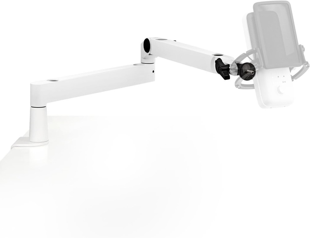 Sits Below Shoulder Line Wave Mic Arm LP White Low Profile Boom Arm Podcasting