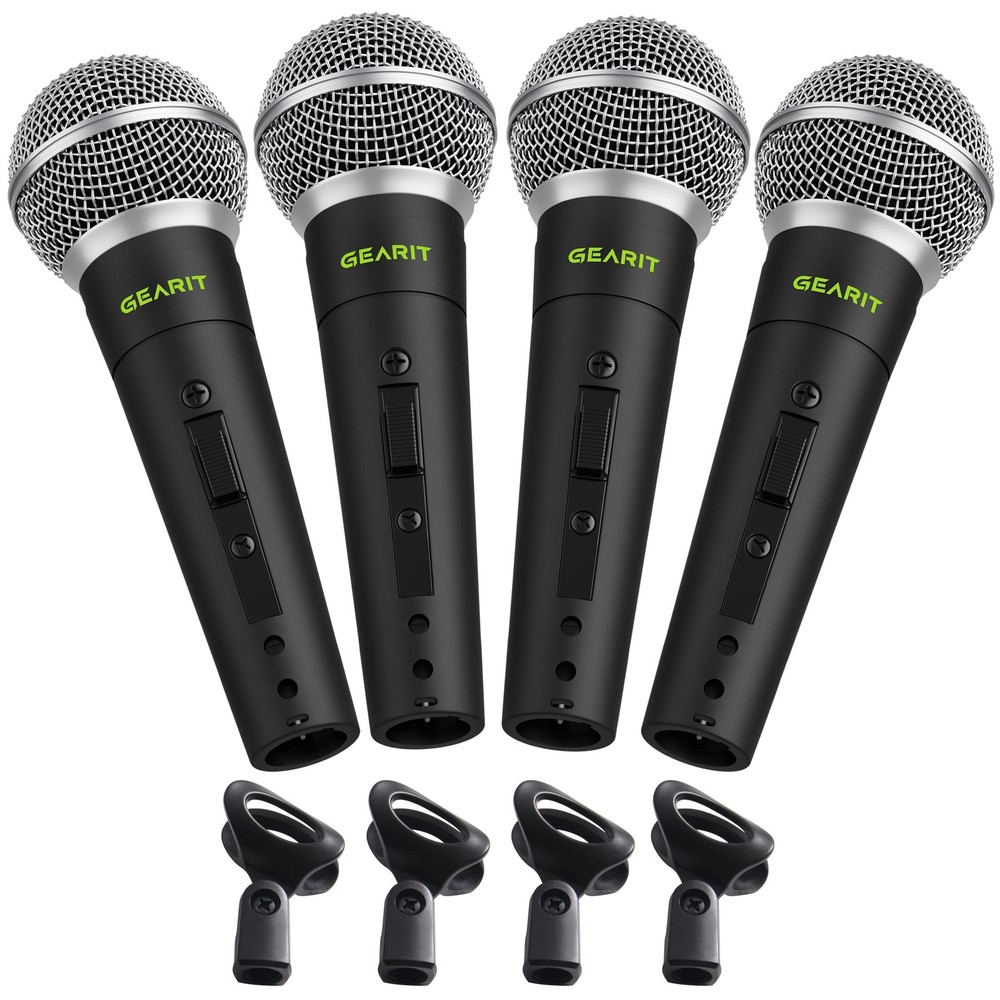 GEARit 4 Pack Dynamic Vocal Microphone Kit,Heavy-Duty Wired Cardioid Handheld…