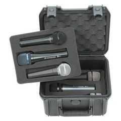 SKB Microphone Hard Case, Polypropylene Shell with 6-Slot Foam Interior, Black
