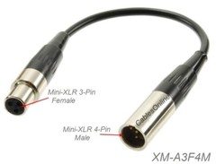 6″ Mini-XLR 4Pin Male to Mini-XLR 3Pin Female Adapter for AKG Bodypack/Shure Mic