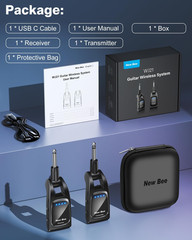 Wireless Guitar System 2.4Ghz with 6 Channels 24Bit/48Khz Hi-Res Audio Rechargea