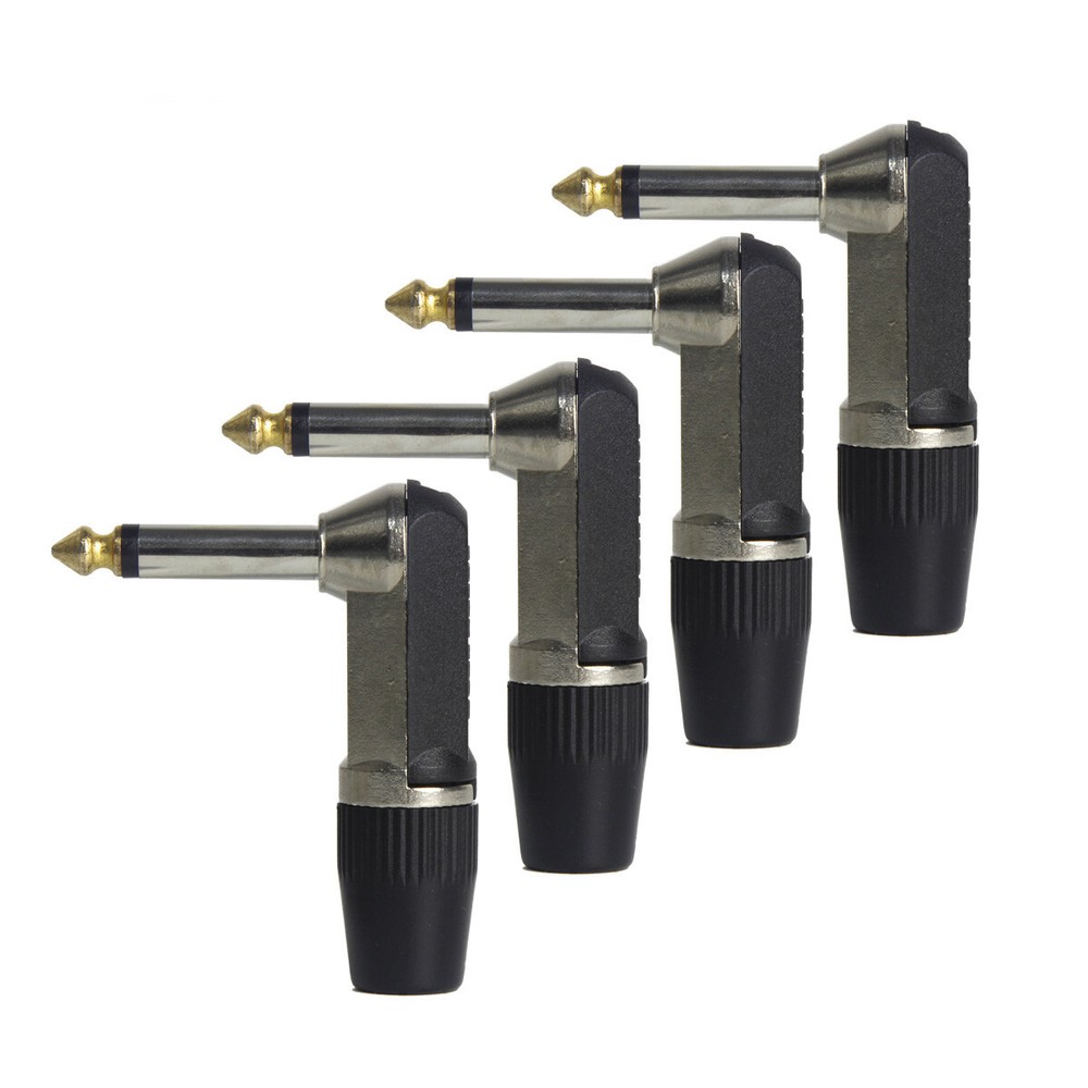 4PCS 1/4 in 6.35mm Guitar Cable End Plug Right Angle Mono Jack Male Connector