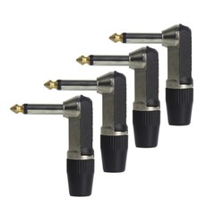 4PCS 1/4 in 6.35mm Guitar Cable End Plug Right Angle Mono Jack Male Connector
