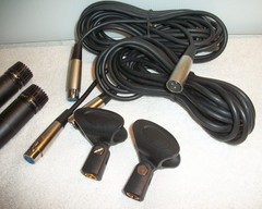 (2) Pyle PDMIC78 Dynamic Microphones w/ Lo-Z Cables & Stand Holders SM57 Clone